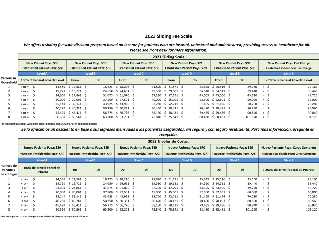 2023 Sliding Fee Scale updated 1 17 23 Sliding Scale 1