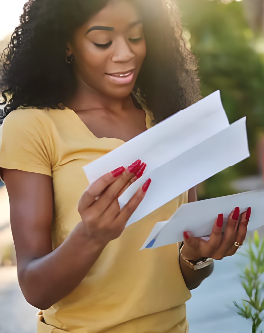 Women Opening a Letter in the Mail